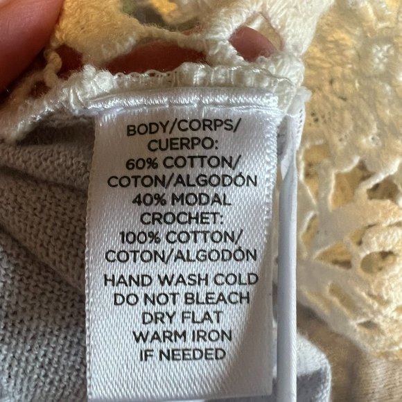 Loft Grey Back, Cream Crochet Front Cardigan - Large - Picture 4 of 4